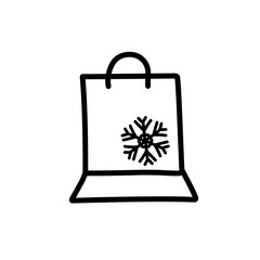 christmas shopping bag outline 
