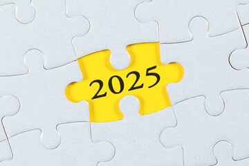 Fototapeta premium 2025 on puzzle background - New year Concept