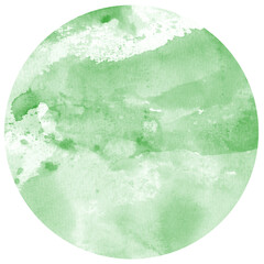 Green Watercolor hand painted circles texture. Watercolour circle elements for design.