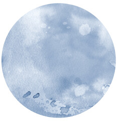 Blue Watercolor hand painted circles texture. Watercolour circle elements for design.