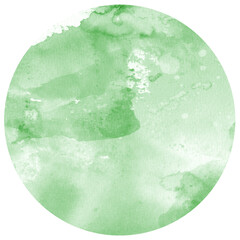 Green Watercolor hand painted circles texture. Watercolour circle elements for design.