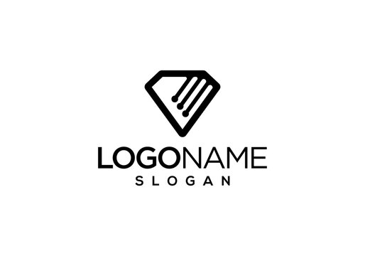 diamond technology icon logo vector design.