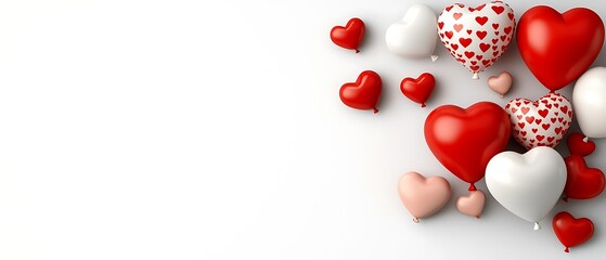 Vibrant Hearts Arrangement for Valentine s Day with Red White and Pink Heart Shaped on a Plain Background