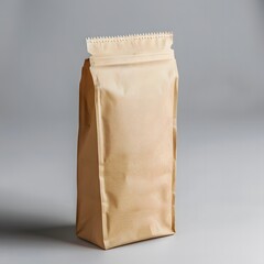 Craft paper coffe bag mockup isolated on white background