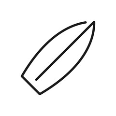 Surfing board line icon on white background.