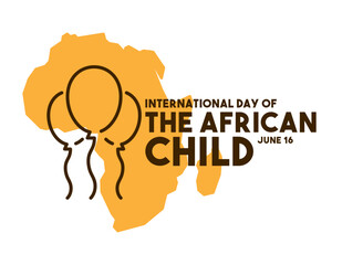 International Day of The African Child. June 16. Balloons line icon. Flat design vector.