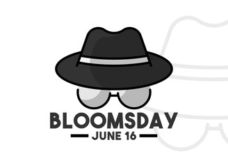 Vector Illustration of Bloomsday. June 10. Hat and eye glasses. Flat design vector. Poster, banner, card, background.