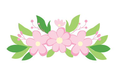 Beautiful Pink Girly Flower Floral Crown with Natural Nature Leaves