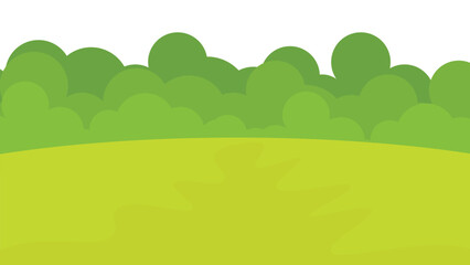 Fototapeta premium Landscape with trees and hills. Grass landscape. Green grass background. Green field vector illustration