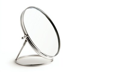 Fototapeta premium A stylish tabletop mirror on a white isolated background, perfect for personal grooming and interior decor.