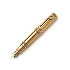 Fototapeta premium Elegant gold fountain pen on a white isolated background, perfect for writing and artistic expression.