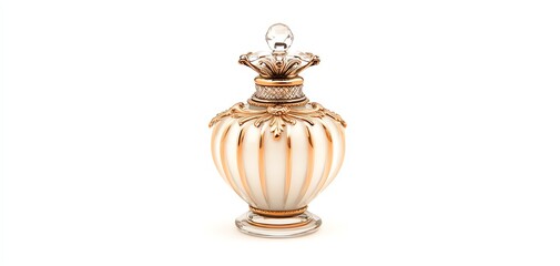 Elegant glass jar with intricate design, showcasing luxury and sophistication against a white isolated background.