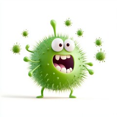 Fototapeta premium Cartoon Germ Character on White Background