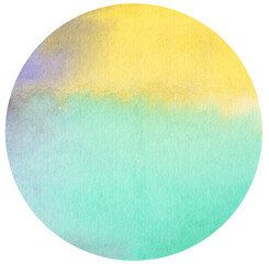 Watercolor hand painted circles rainbow gradient texture. Watercolour circle elements for design.