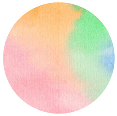 Watercolor hand painted circles rainbow gradient texture. Watercolour circle elements for design.