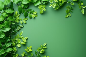 Fresh Green Background with Leaves for Eco-friendly Branding