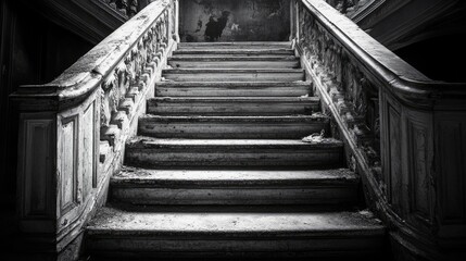 Fototapeta premium Ornate Staircase in an Abandoned Mansion