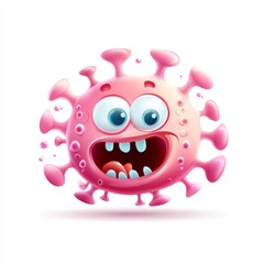 Obraz premium Colorful Cartoon Virus Character on White Background