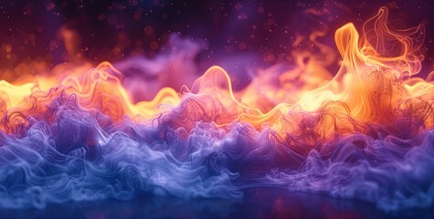 Fototapeta premium 4K Vibrant Y2K Flames with Purple Orange Gradient Background Ultra Detailed Psychedelic Macro Photography High Resolution