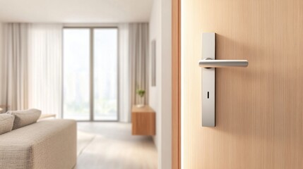 Modern Door Handle in a Minimalist Home Interior.