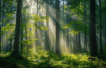 Fototapeta premium Sunlit Spring Forest