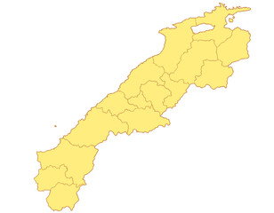 島根県　地図　黄色　イラスト