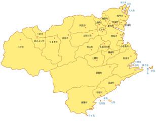 Obraz premium 徳島県 地図 黄色 イラスト