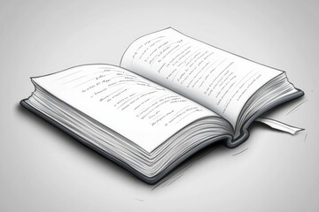 Minimalist sketch of an open book, with a few abstract text lines on the pages