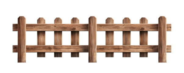 A wooden fence design showcasing rustic style and natural texture for landscaping.