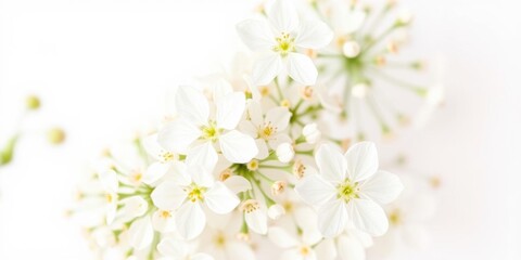 Fototapeta premium A close-up image of delicate white flowers against a pure white background, bloom, elegance