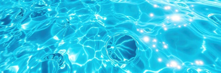 Obraz premium Beautiful close-up shot of crystal clear water with sparkling sunlight reflections, underwater, summer