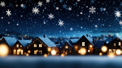 Fototapeta premium Dreamy Night Sky with Softly Falling Snowflakes
