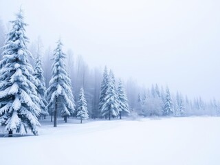 Obraz premium Winter landscape with snowy trees, season, wilderness