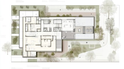 Architectural floor plan of a modern building layout.