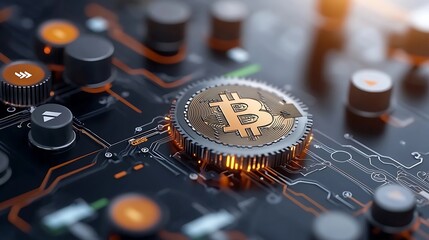 Bitcoin Cryptocurrency Digital Finance Technology Money Investment Business Trading Blockchain Virtual Crypto Currency Electronic Financial Economy Transaction