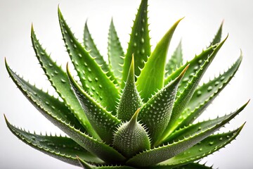 Stunning Aloe Vera Silhouette Against a White Background - Ideal for Wellness, Natural Remedies, and Botanical Themes in Stock Photography