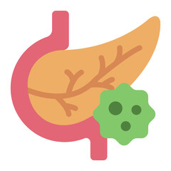 Pancreas with cancer cell for Pancreatic Cancer flat icon