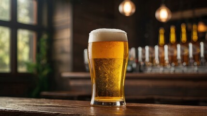 glass of beer on table