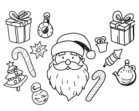 christmas hand drawing icons set