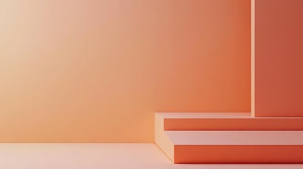 Fototapeta premium Minimalist Abstract Background with Geometric Shapes in Warm Tones of Orange and Peach for Modern Design and Creative Projects