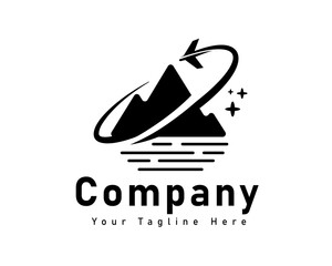 abstract mountain air plane adventure logo design template illustration inspiration