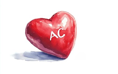 A vibrant red heart illustration with the letters AC, perfect for expressing love and affection.