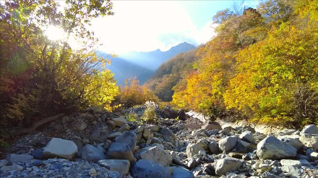 紅葉が見ごろの谷川岳のマチガ沢
