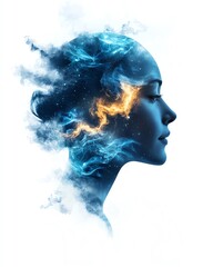 Silhouette of a woman infused with vibrant colors and abstract elements, symbolizing creativity and imagination.