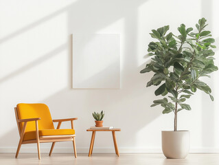 Fototapeta premium Mid Century Modern Living Room Mockup 