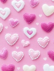 Obraz premium A phone wallpaper with a pastel aesthetic, featuring a pink and white heart pattern, a pink background, with generative ai