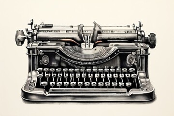 pencil sketch of a vintage typewriter with intricate details