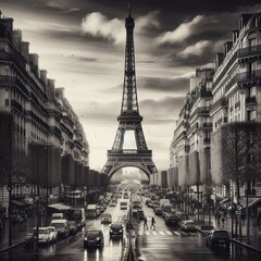 Black and White Paris A timeless black and white photograph of t