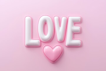 Stylish love typography design in soft pink and white tones, perfect for romantic themes and celebrations.