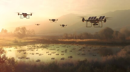 A solar-powered drone network used for environmental monitoring, data collection, and wildfire prevention.